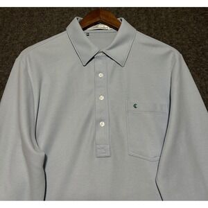 Criquet slim fit long sleeve polo shirt mens light blue Large pima cotton preppy